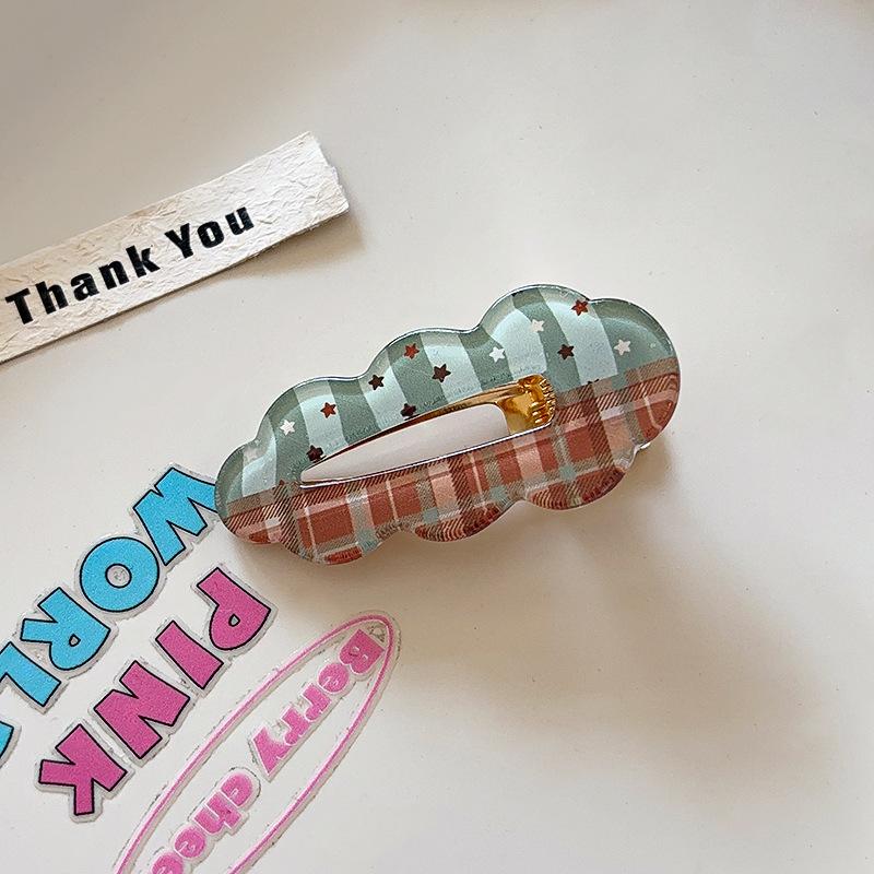 Sweet Polka Dot Plaid Cloud Hairpin Girl Heart Duck Bill Clip Broken Hair Side Clip Cute Hairpin Small Clip