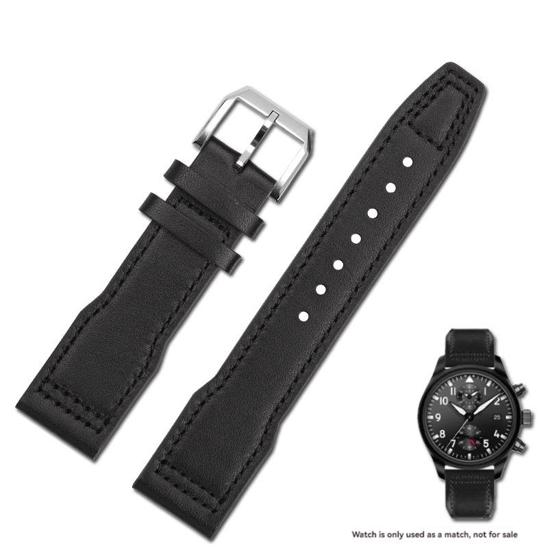 Für IWC Flieger Kleiner Prinz Mark 18 Serie Bronze Spitfire Fighter Armband 20mm 21mm Rindsleder Armband Herren Kalbsleder Armband