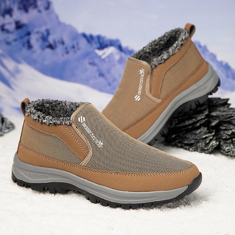 Winter Herren Plateau Schneestiefel Rutschfest Outdoor Wasserdicht Kurze Stiefel für Herren Warmhalten Dickes Fell Arbeitsschuhe Herren Stiefeletten