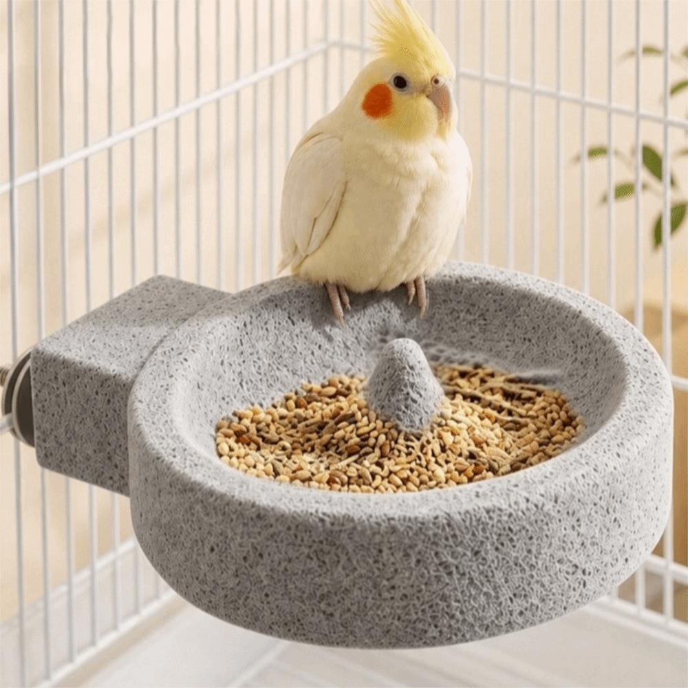 Wear-Resistant Parrot Paw Grinding Bowl Round Parrot Stone Bowl Bird Water Bowl Cage Accessories
