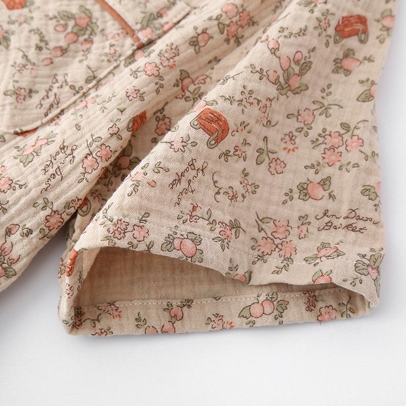 Women's Summer Cotton Crepe Pajama Set - Short-Sleeved Lapel Top, Trousers & Shorts