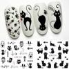 12pcs Cartoon Cute Cat Stickers For Nails Star Flower Bow Nail Water Decals Sliders Korean Japanese Nail Art Manicure Decoration