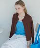 OPENING SUNSHINE Sheer Scallop Linen Cardigan Brown