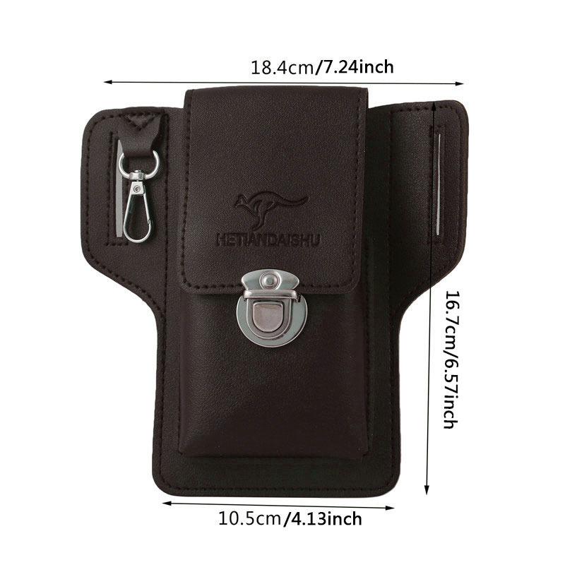 Men Leather Pack Waist Bag Belt Clip Phone case Holster Mobile phone bag Fits all mobile 5.4 - 6.9 inch phones
