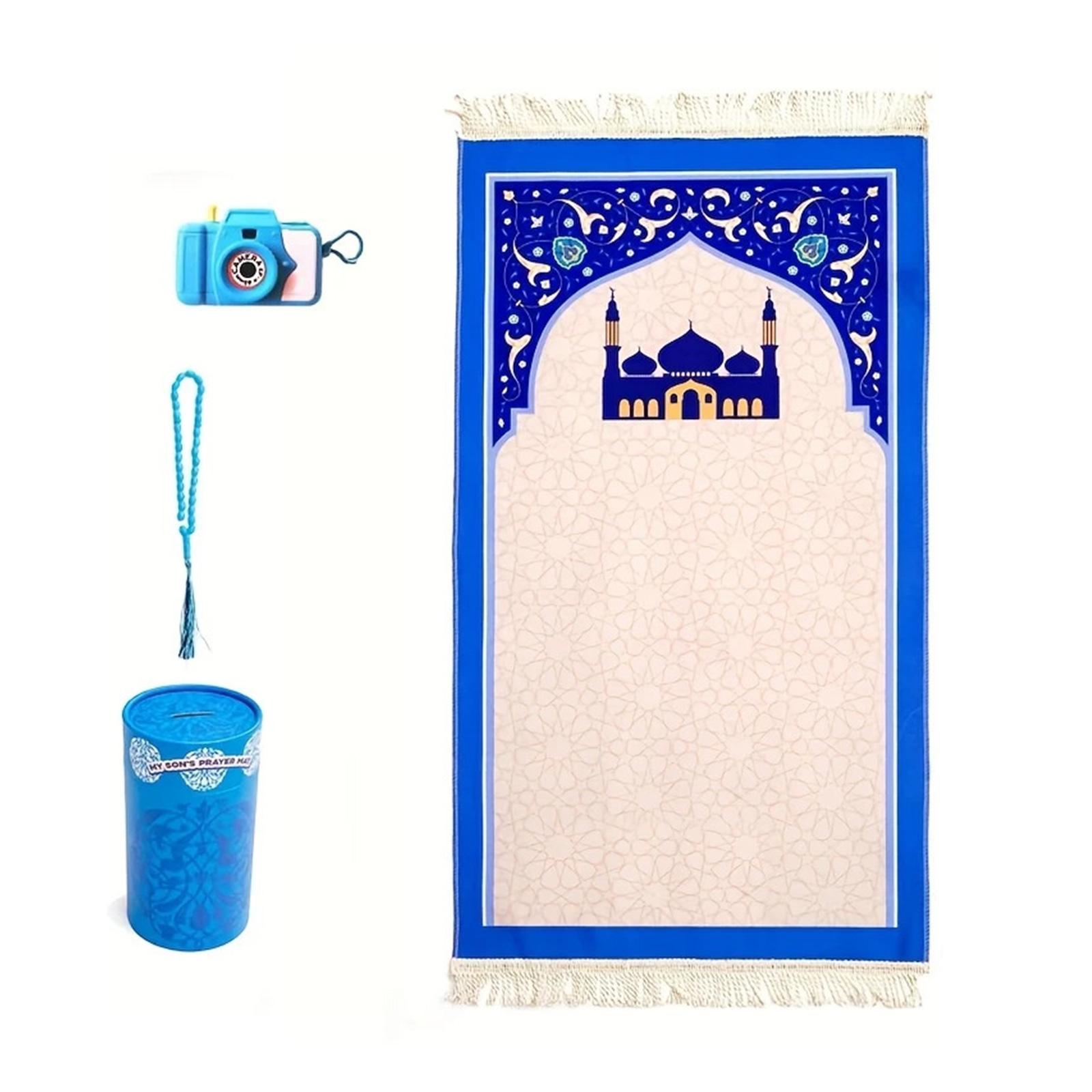 

Мусульманский детский молитвенный коврик с подушкой-подушкой, портативный ковер, мягкие мусульманские молитвенные коврики, подарки на Рамадан, молитвенные коврики синий