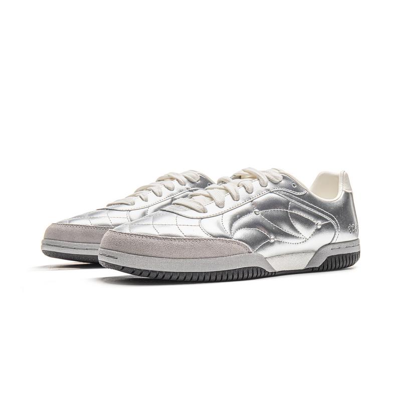 Li Ning Fashion Trend Shock Absorbing Non-Slip Wear-Resistant Low-Top Casual Shoes Unisex Casual Shoes Silver AZGV165-2