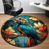 1pc Parrot StainedGlass Office Round Area Rug, Indoor Mat Suitable ForOffice, Under Office Chairs Bedroom Living Room Home Decor, Room Deco D171