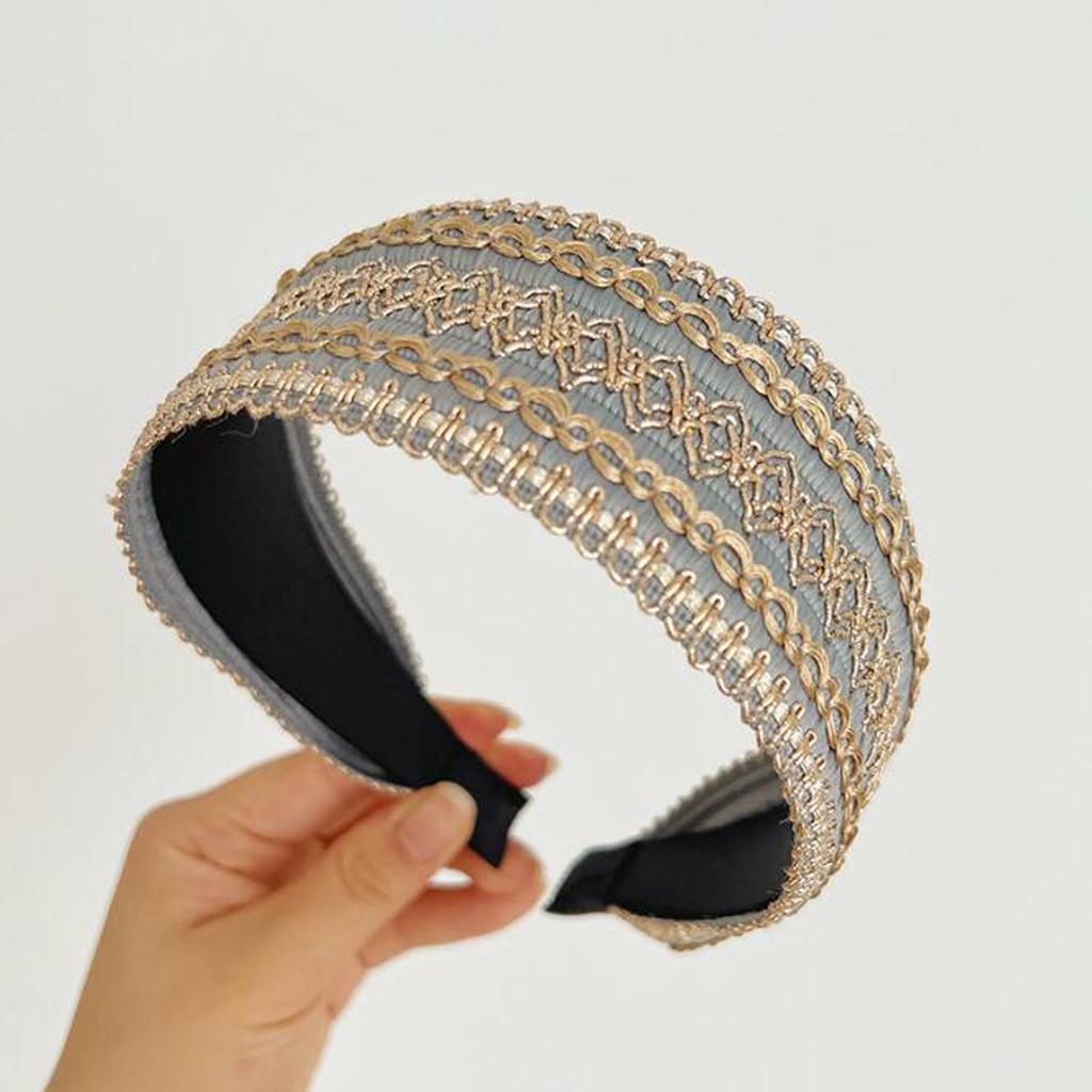 PROLY Neue Mode Haaraccessoires für Frauen Breite Seite Vintage Böhmisch Kopfschmuck Mittiger Knoten Turban Mädchen Stirnband Haarband