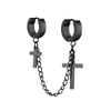 Titanium Steel Tassel Cross Dangle Earrings Women Ear Clip Korean Stud Earrings Men Ear Cuff