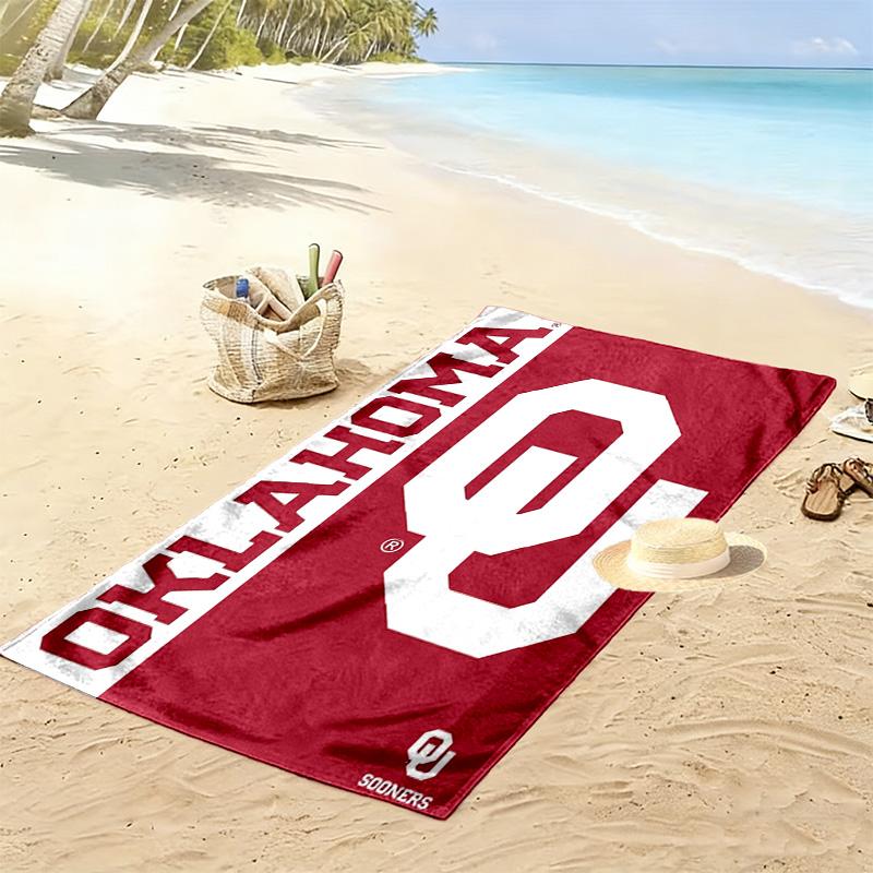 Oklahoma Sooners Print Beach Towel, Large Soft Quick Dry Towel for Beach Camping Swimming