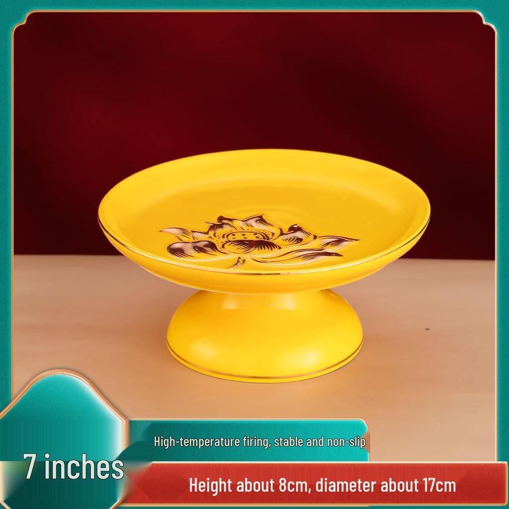 Ceramic Offering Plate – Ideal for Guanyin, Buddha, and God of Wealth. Perfect for home fruit offerings.