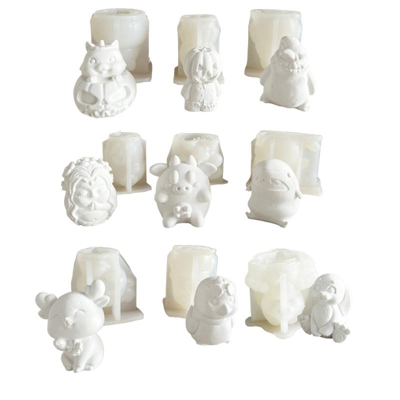 3D Cartoon Animal Silicone Molds Baking Molds Handmade Rabbits Chicken Plaster Molds Castings Molds Craft Supplies
