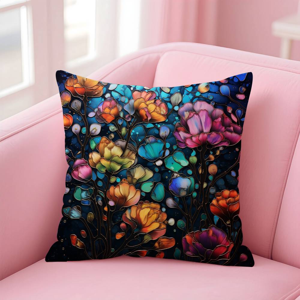 Stunning Colorful Floral Pillow Case Pattern Printing Pillowcase Living Room Sofa Cushion Cover Bedroom Room Decor