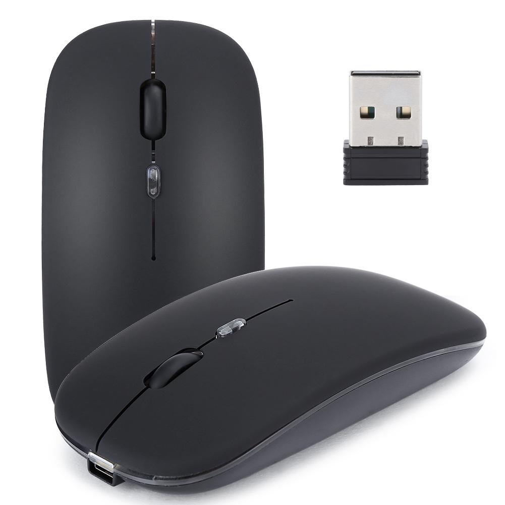 Wireless Mouse 2.4G Rechargeable USB Wireless Gaming Mouse with LED Colorful LightBlack