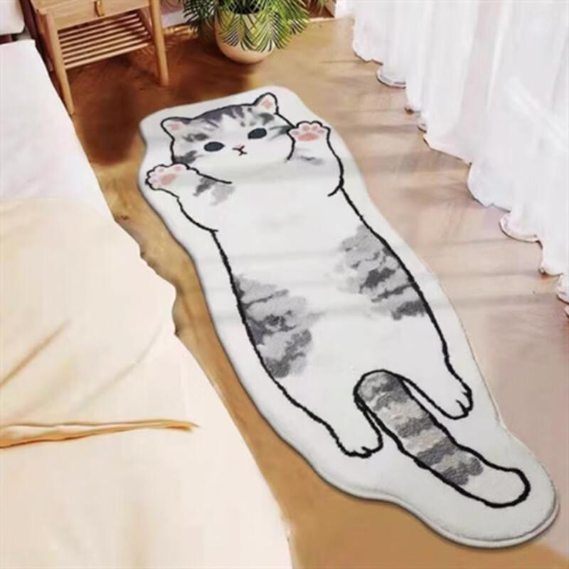 OEING Cat Paw Print Faux Cashmere Bedside Rug