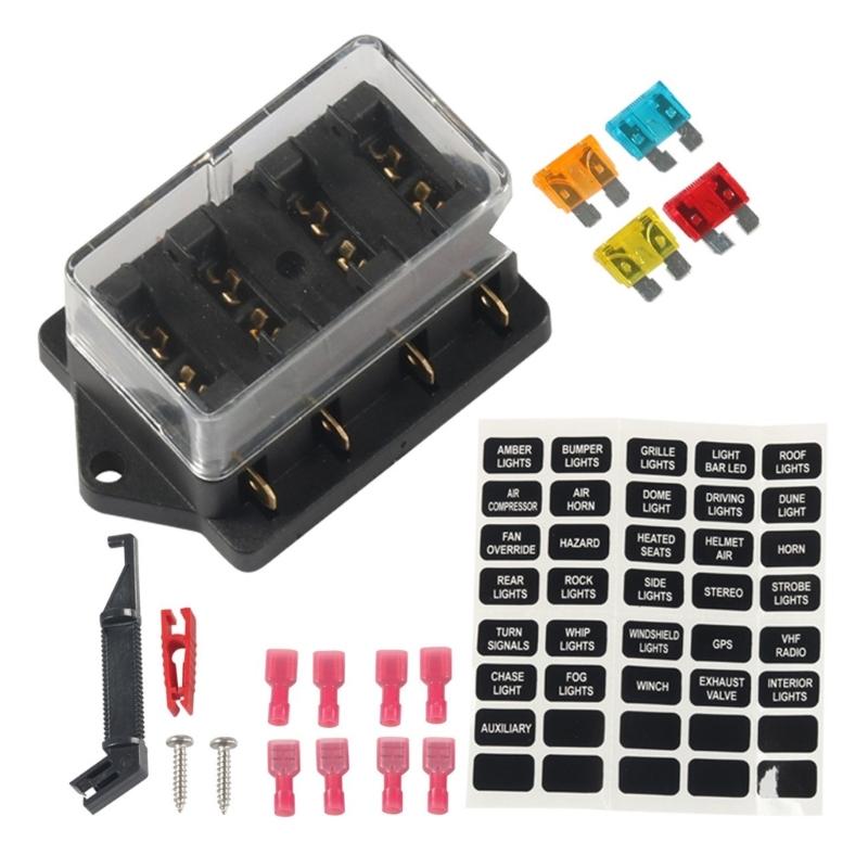 4-12 Way Fuses Block Box Holder with Standard Circuit 12V-32V for Automotive Truck Boat Marine