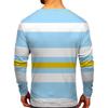 Men's Fashion Casual Stripe Printed Long Sleeve O-Neck Shirts Tops Blouse