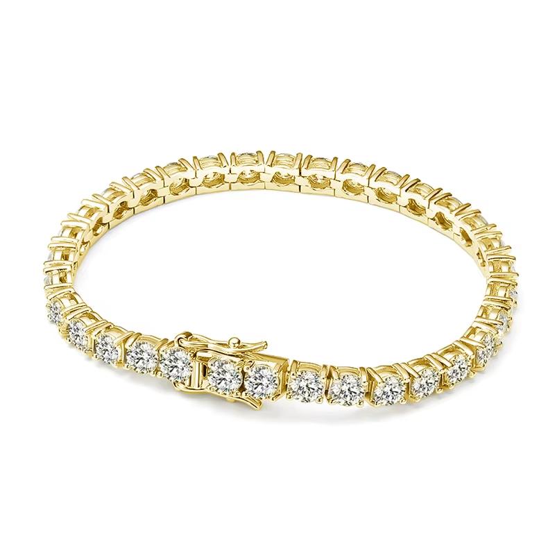 KNOBSPIN D VVS1 Moissanite Tennis Bracelet Original S925 Sterling Silver Plated 18k White Gold with GRA Bracelets for Women Man