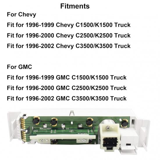 9378815 15-72548 599-007 AC Heater Control Panel Climate Control Module Switch Without Rear Window Defogger For 1996-1999 Chevy Truck GMC C1500 C2500