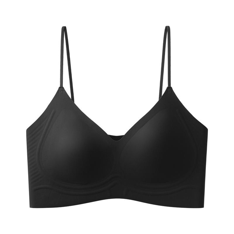 Traceless steel ring, autumn and winter thin shoulder strap, liquid foundation underwear, women's rabbit ear cup, big chest, small breast, invisible