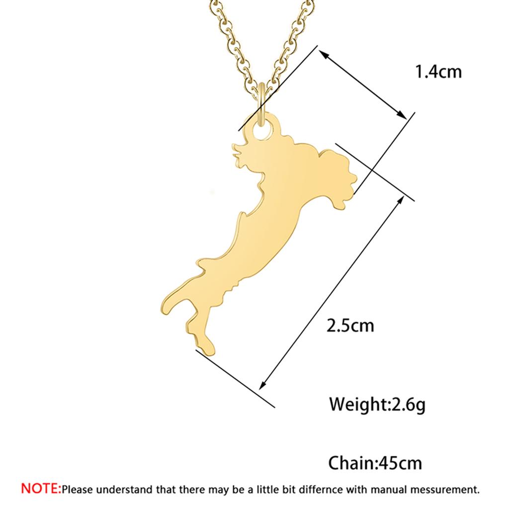 Kinitial Fashion Design Charms Italian Map Pendant & Necklaces for Women Girl Kolye Stainless Steel Choker Jewelry