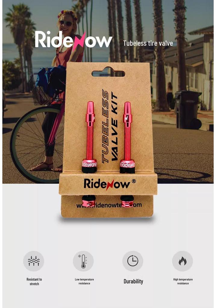 Ridenow Aluminum Tubeless Valve Stem FV45/65/85MM - Vacuum French Valve (No Inner Tube)