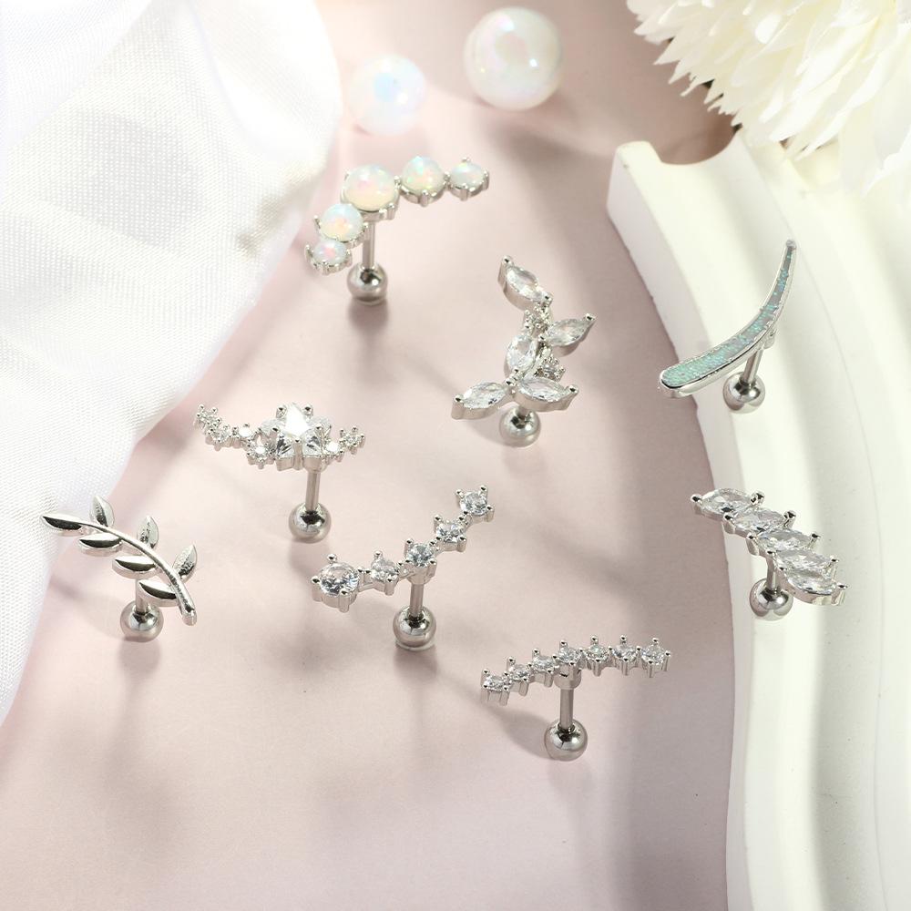 14K Gold Plated 16G Stainless Steel Ear Cartilage Studs - European & American Style Copper Earrings