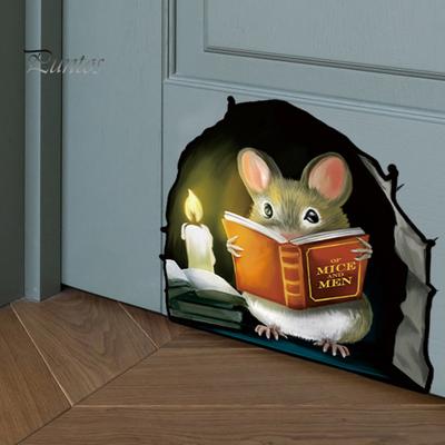 Noel Fare Duvar Delik Etiket Fare Okuma Kitabı Duvar 3D Etiket Çıkartması Komik Sevimli Duvar Köşe Etiket Çocuk Odası Kreş Noel Dekor