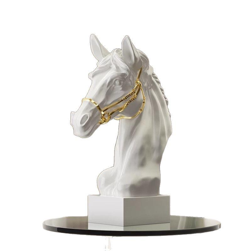 Pre-owned Resin Horse Head Figurine for Elegant Home or Office Display