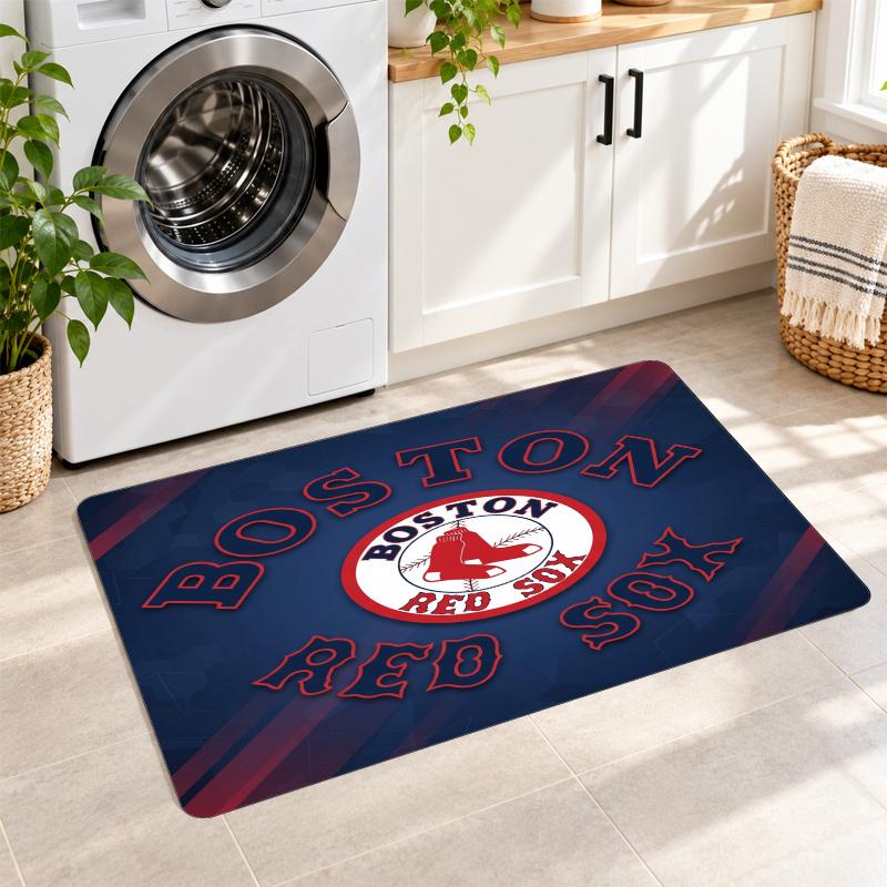 Flannel Kitchen Mat Boston Red Sox Soft Area Rug Non Slip Floor Carpet Home Decoration