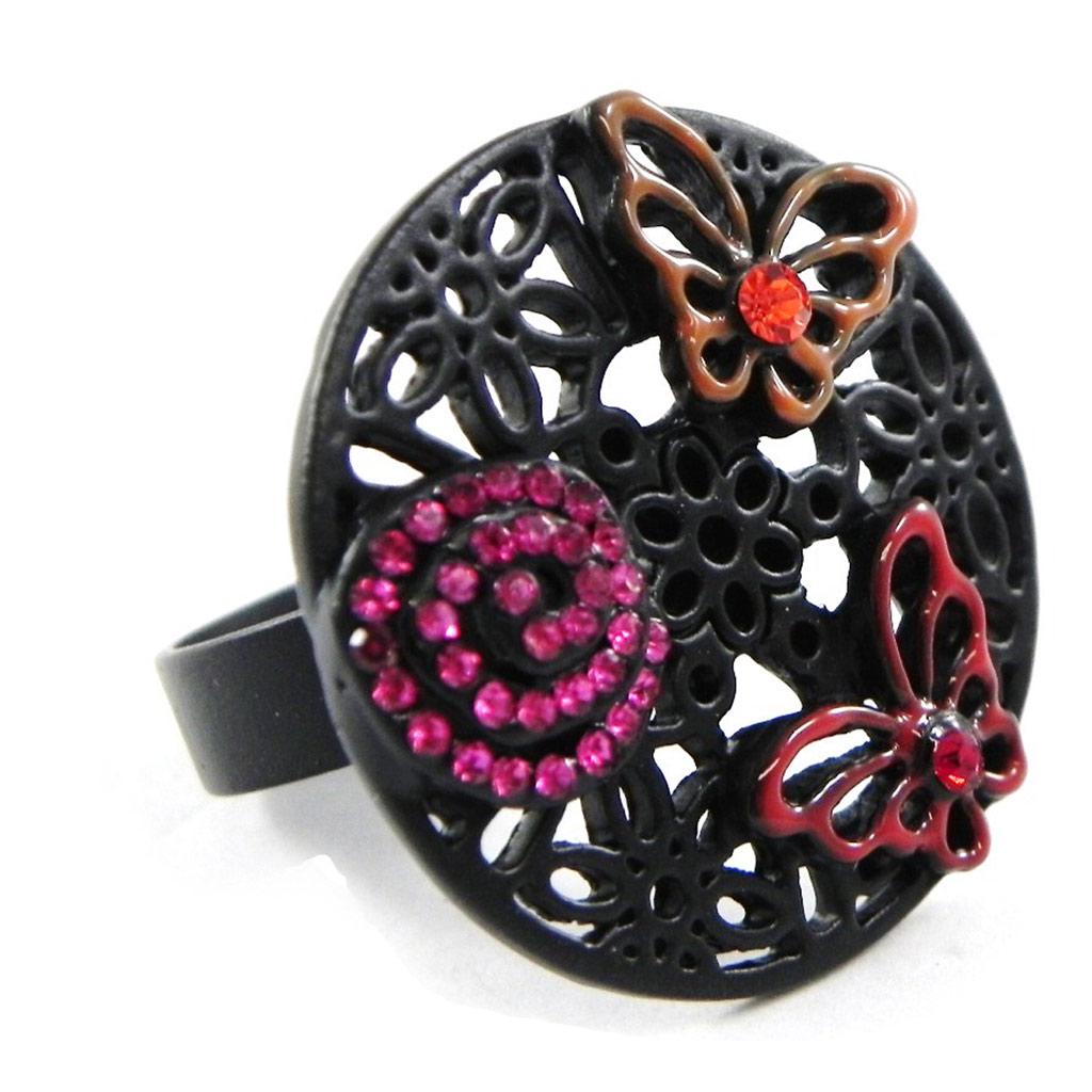 NOA [H8907] - Δαχτυλίδι Δημιουργού 'Carmen' κόκκινο καφέ