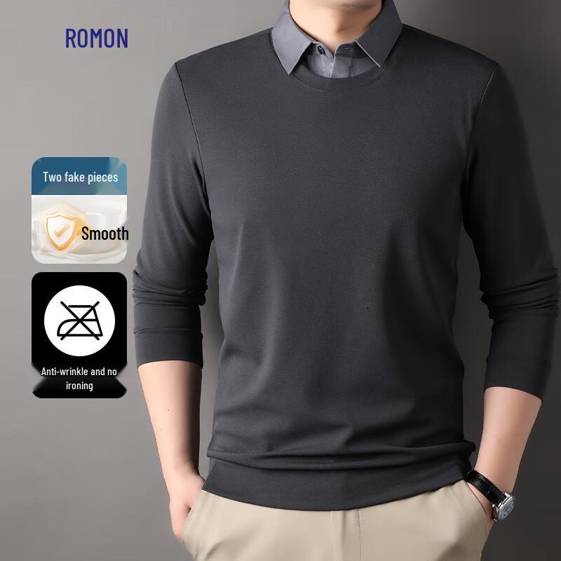 

Luomeng Men s Faux Two-Piece Ice Silk Polo T-Shirt L