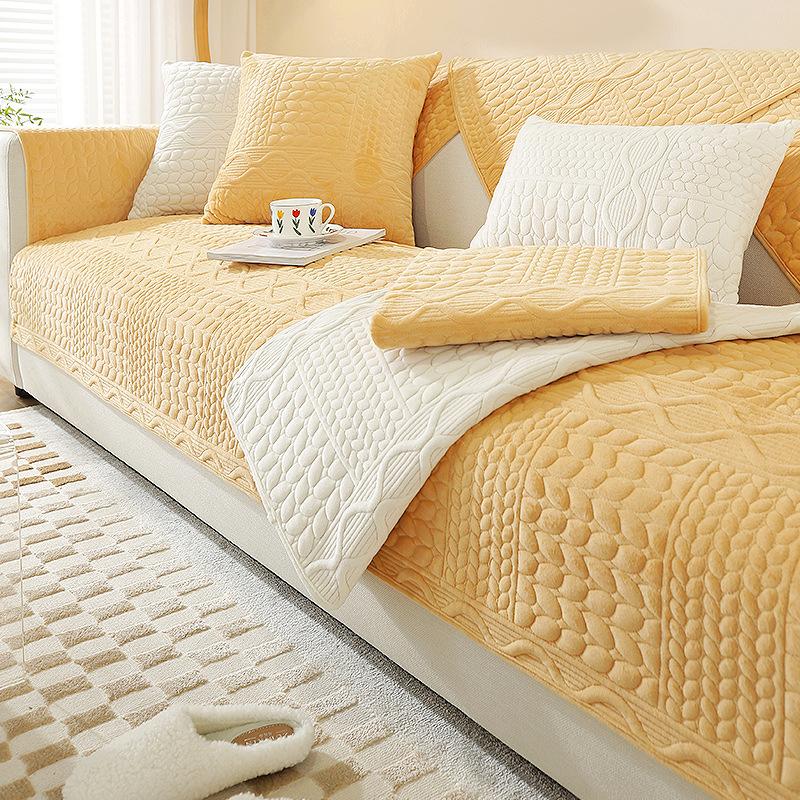 Affordable Luxury Style Plush Sofa Cushion Winter Cover Armrest Cover Towel Backrest Cover Towel Non-Slip Seat Cushions