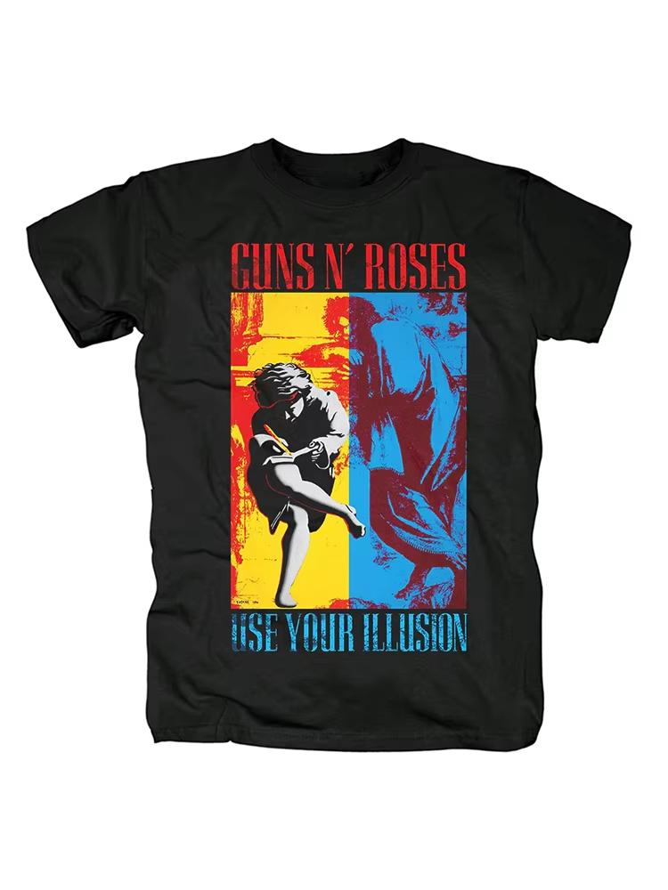 Guns N' Roses Hard Rock Print Short Sleeve Men's Cotton Plus Size T-shirt High-end Luxury Is for Both Men and Women Top Y2k