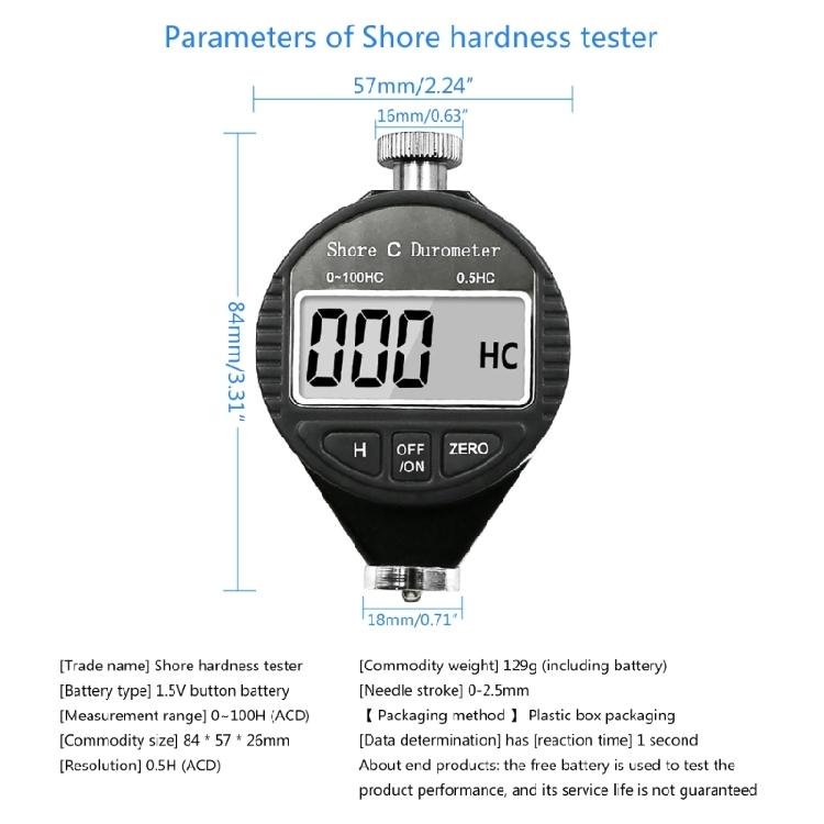 Electronic LCD Durometer Sclerometer Rubber Hardness Tester Meter Paragraph Tool