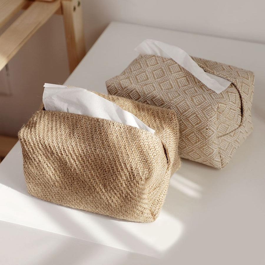 Cotton Linen Woven Paper Towel Box, Minimalist Ins Style, Creative Home Living Room Table Paper Towel Storage Box