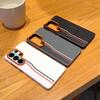 For Samsung Galaxy S26 Ultra Magnetic Case Dual Color Line Leather Coated PC + TPU Phone Cover