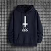 Urban Fashion Hip Hop Hooded Sweatshirt Male Trendy Casual Pullover Satan Inverted Cross 666 Symbol Streetwear Hoodies for Men