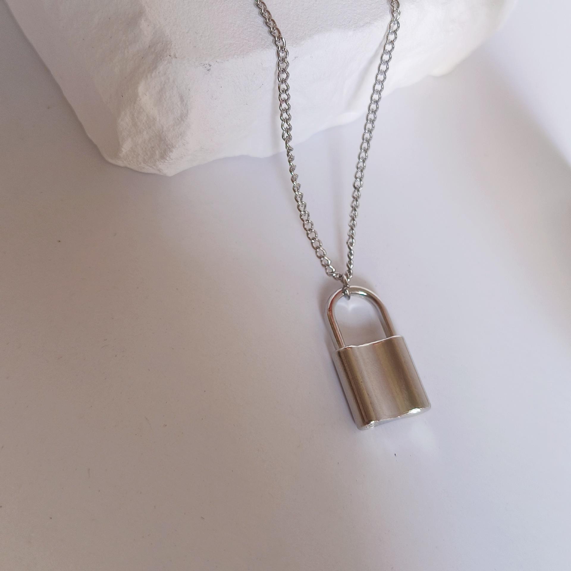 

Модное двухслойное хип-хоп ожерелье-цепочка на ключицу для женщин Lock necklace