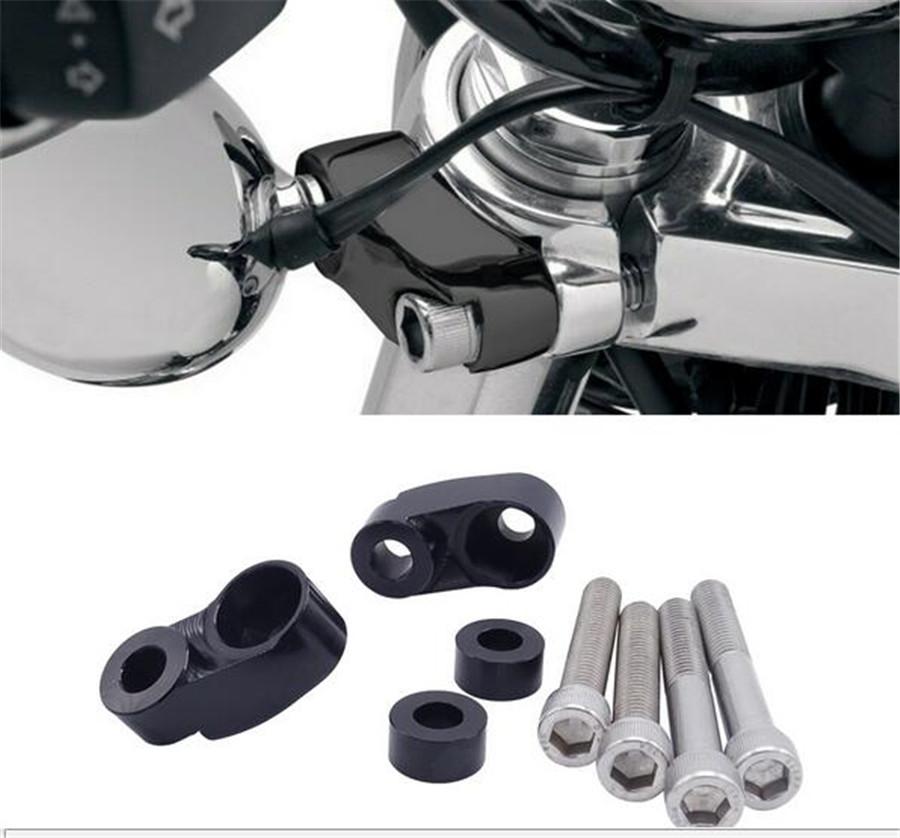 1 Pair Black Front Turn Signal Relocation Kit For 39mm 49mm Sportster FXR FXD Dyna