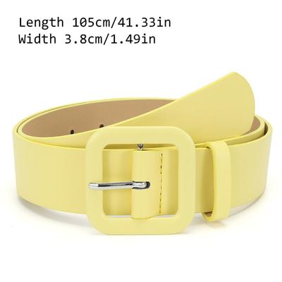 Women's Fashion Square Buckles Belt Candy Color PU Leather Strap Adjustable Waistband for Jeans Dresses