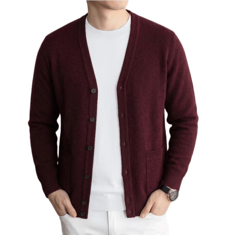 Herren V-Ausschnitt Plüsch Strick Cardigan