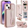 Crossbody Wristband Wallet Leather Cards Solt Case for iPhone 17 16 Pro Max 15 14 12 13 XS Plus SE 2022 Pocket Purse Lanyard Bag