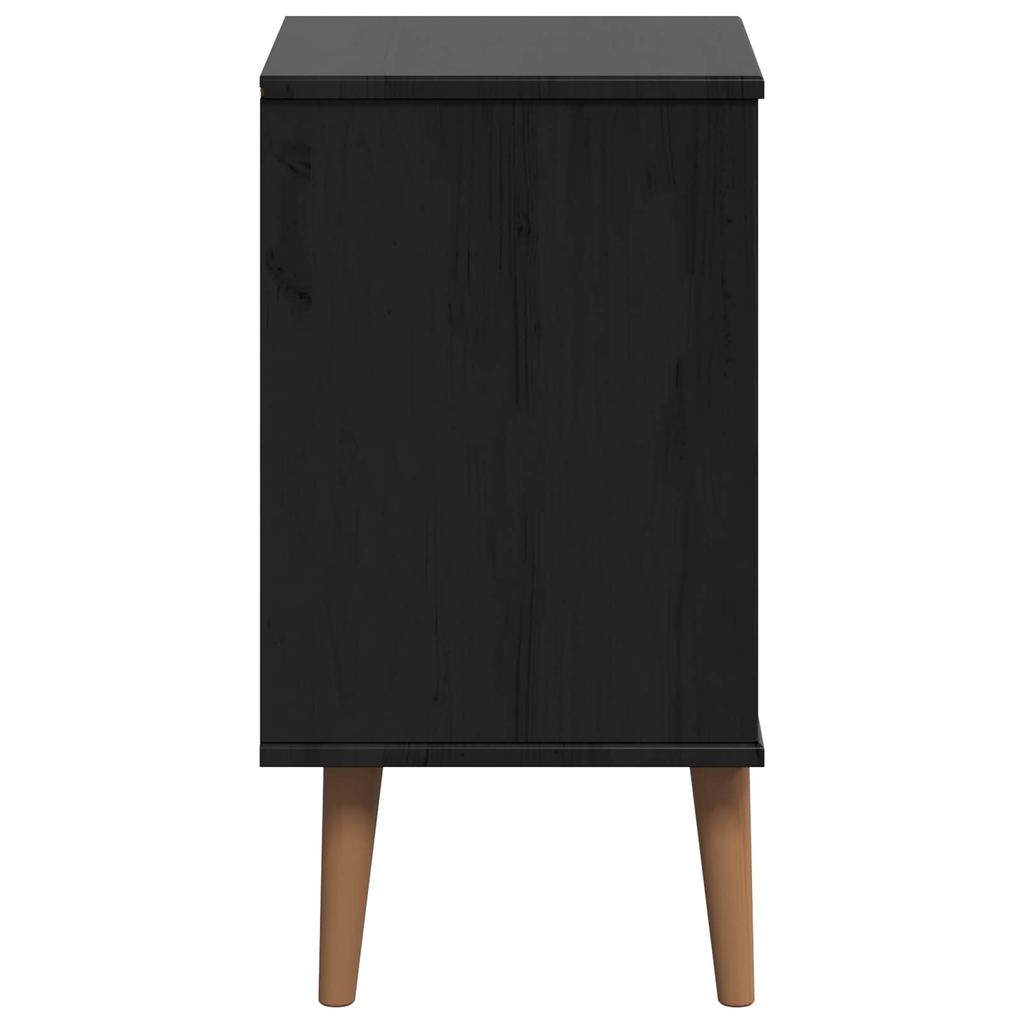 Nightstand Black 40 x 35 x 65 cm Solid Pine Wood