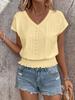 2025 Frühling/Sommer V-Ausschnitt Jacquard Cutout Raffung Kurzarm Damen Freizeit Mode Top