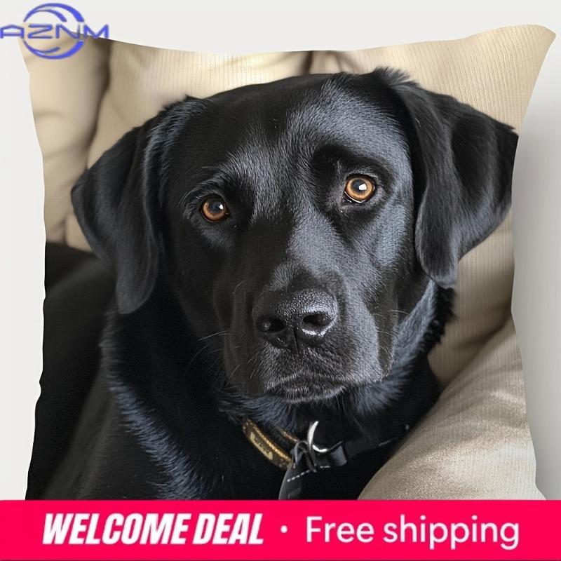 Cute Black Labrador Retriever Printed Pillowcase for Pet Lovers Sofa Cushion Cover Home Room Dormitory Decoration D Printing
