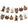 Trick or Treat Party Decor 12Pcs Vintage Halloween Wood Banner, Retro Hanging Banner Garland, Bunting Holiday Fireplace Ornaments Decorations, Spooky