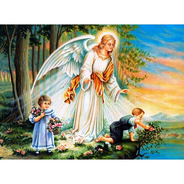 Sale 5D Diy Diamond Painting Angel Girl Picture Landscape Cross Stitch Full Round Diamond Embroidery Wall Sticker Home Decor