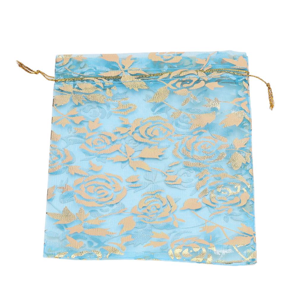 200 Pcs Organza Bag Drawstring Closure Print 6.3x4.3in Mesh Gifts Bags Organza Jewelry Mesh Pouch