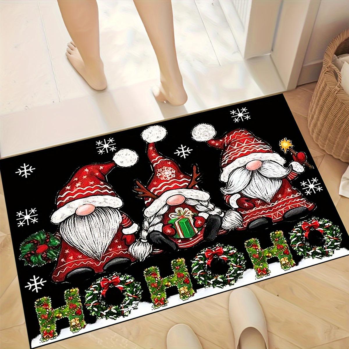 

Three Dwarfs Santa Christmas Mat, Non-Slip Floor Rug for Bedroom, Living Room, Kitchen, RV Entrance, Holiday Decor 40x60cm